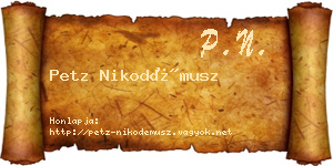 Petz Nikodémusz névjegykártya